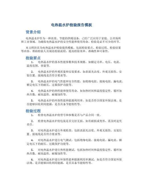 电热温水炉检验报告模板