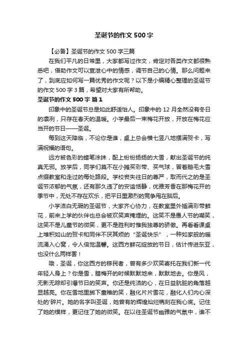 圣诞节的作文500字