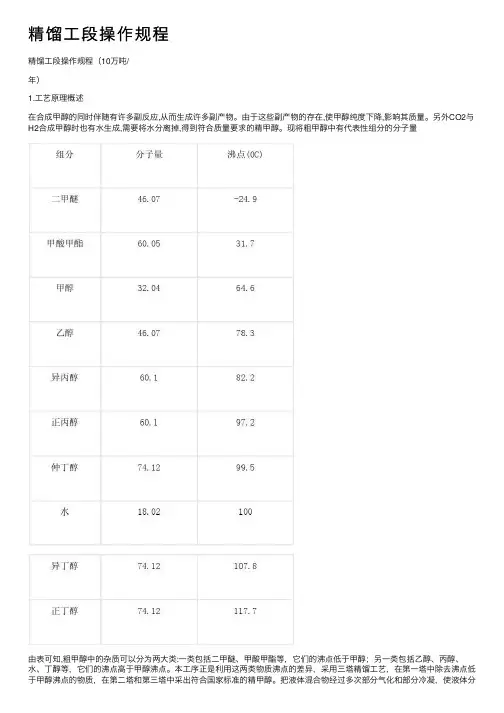 精馏工段操作规程
