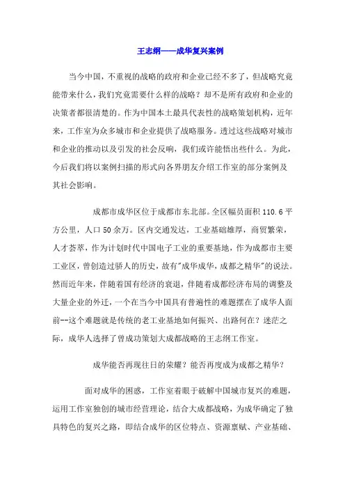 王志纲——成华复兴案例