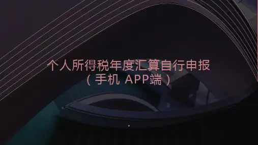 2020年个人所得税年度汇算自行申报课件