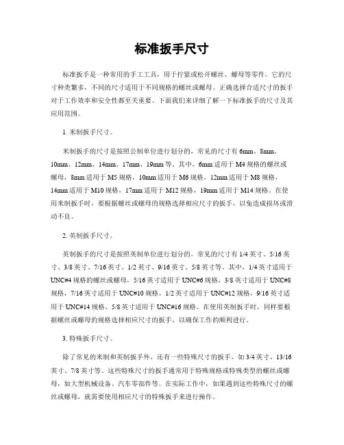 标准扳手尺寸
