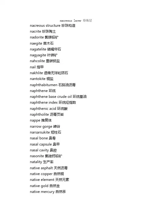 地质专业英语词汇（N-P）_地质专业英语词汇