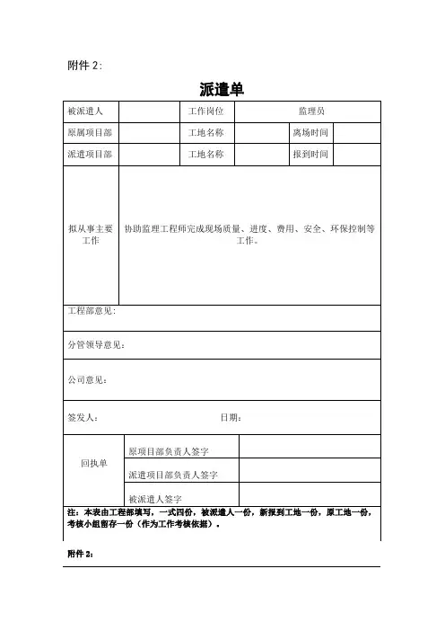 人员派遣单【范本模板】