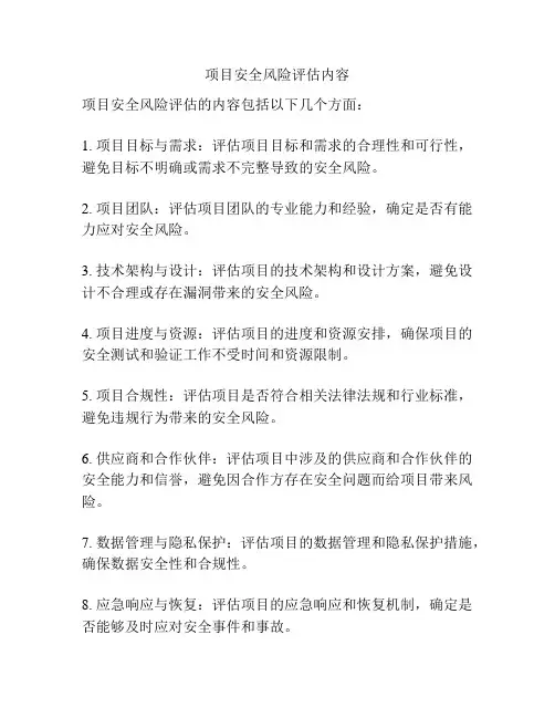 项目安全风险评估内容