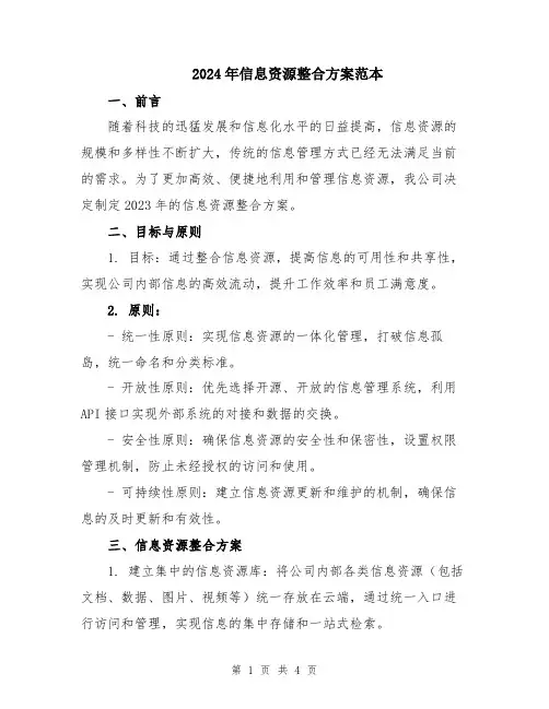 2024年信息资源整合方案范本