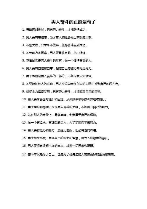 男人奋斗的正能量句子