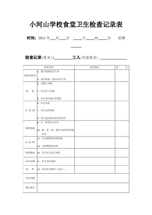 食堂卫生检查记录表