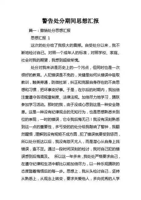 警告处分期间思想汇报