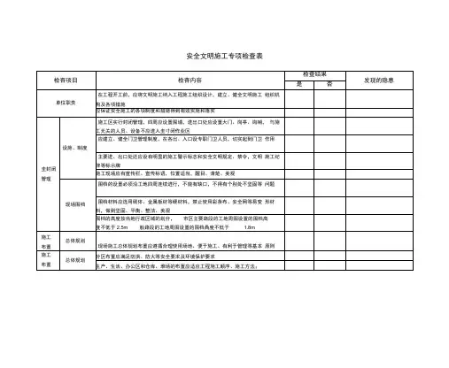 安全文明施工专项检查记录