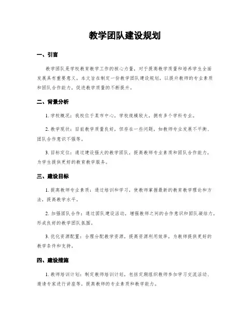 教学团队建设规划
