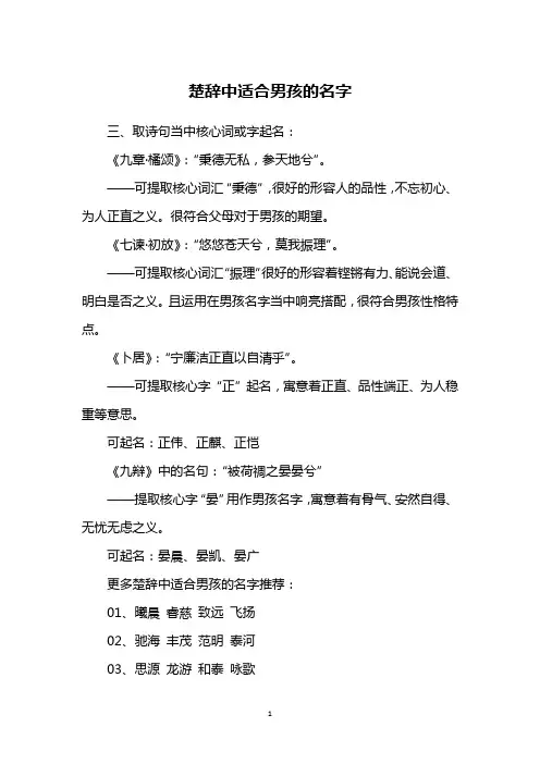 楚辞中适合男孩的名字