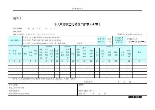 3.个人所得税自行纳税申报表(A表)