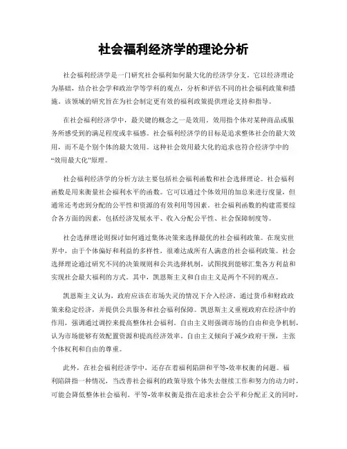社会福利经济学的理论分析