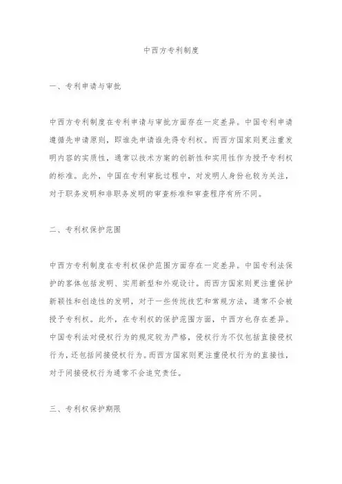 中西方专利制度