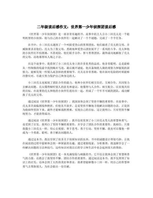 二年级读后感作文：世界第一少年侦探团读后感