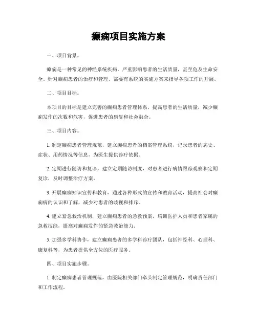 癫痫项目实施方案