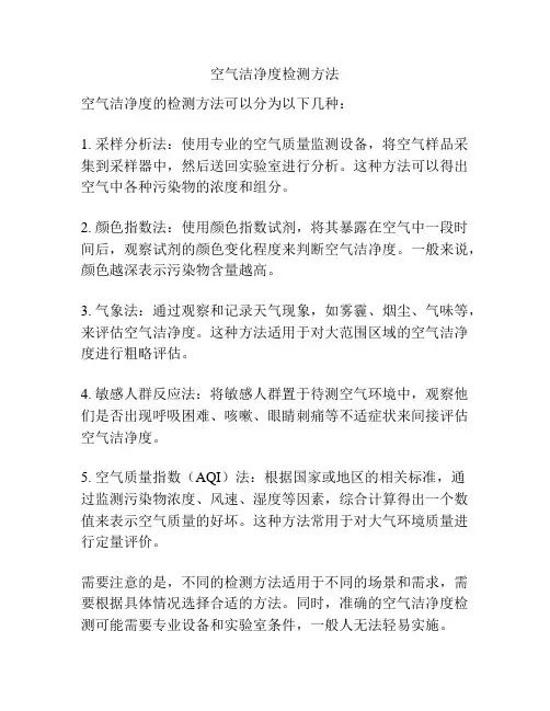 空气洁净度检测方法