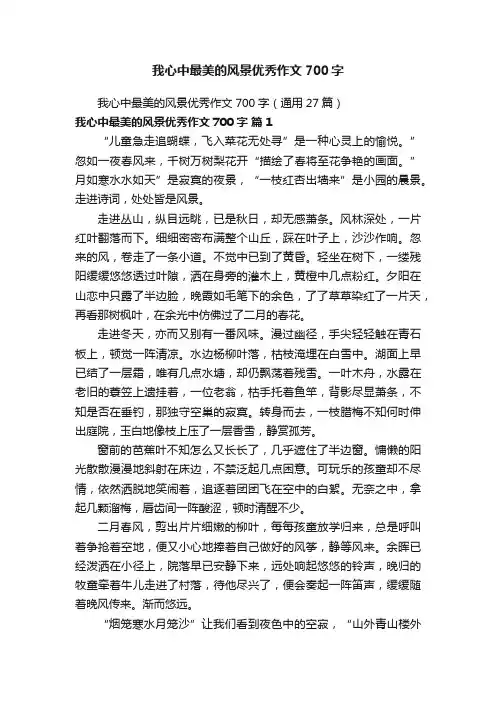 我心中最美的风景优秀作文700字