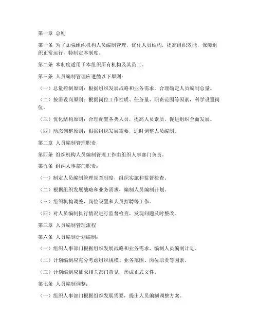 组织机构人员编制管理制度