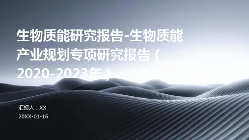 生物质能研究报告-生物质能产业规划专项研究报告(2020-2023年)
