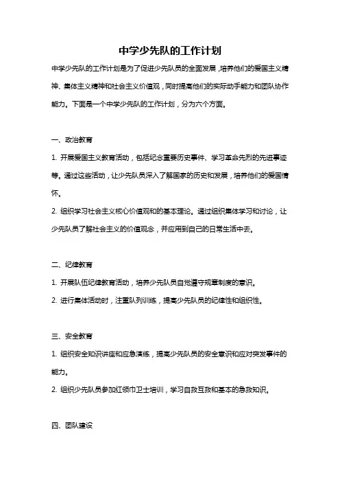中学少先队的工作计划