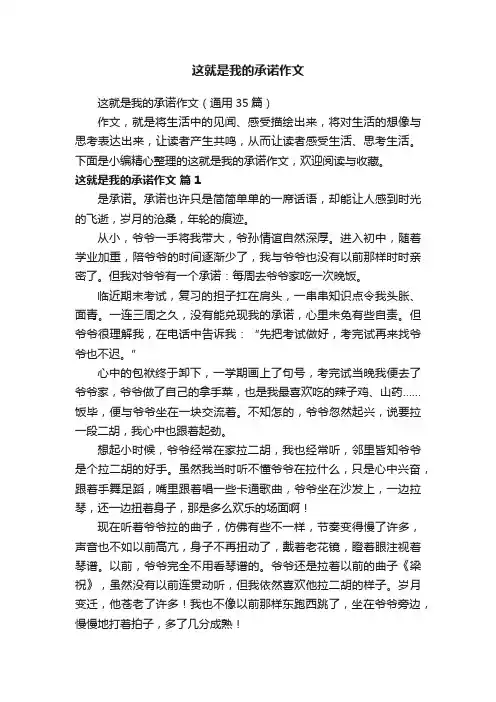 这就是我的承诺作文