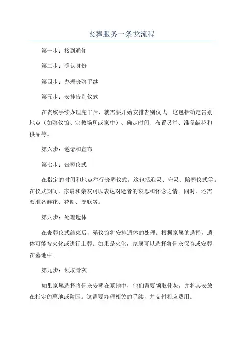丧葬服务一条龙流程