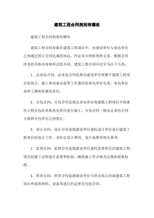 建筑工程合同类别有哪些