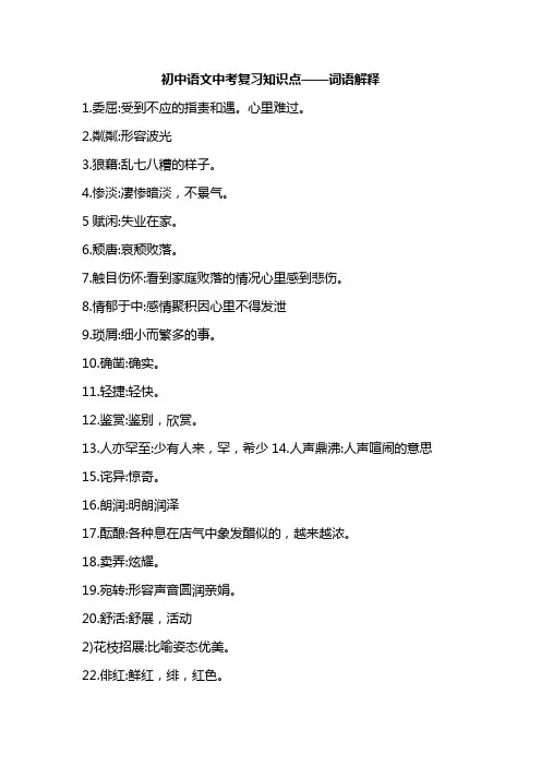初中语文中考复习知识点——词语解释