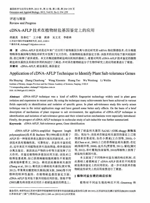 cDNA-AFLP技术在植物耐盐基因鉴定上的应用