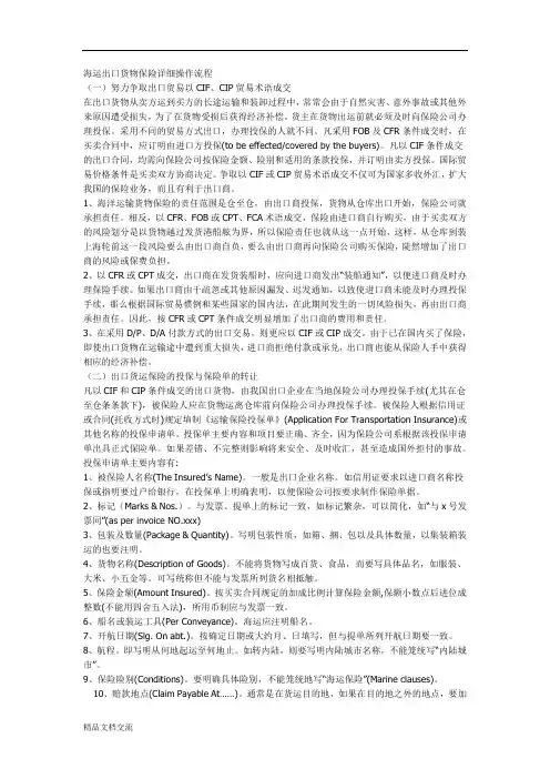 海运出口货物保险详细操作流程