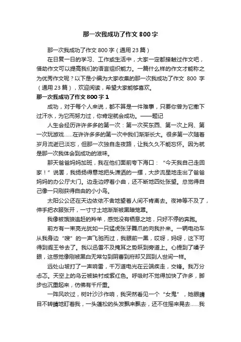 那一次我成功了作文800字（通用23篇）