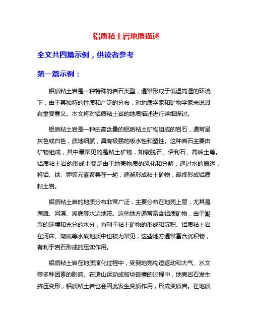 铝质粘土岩地质描述