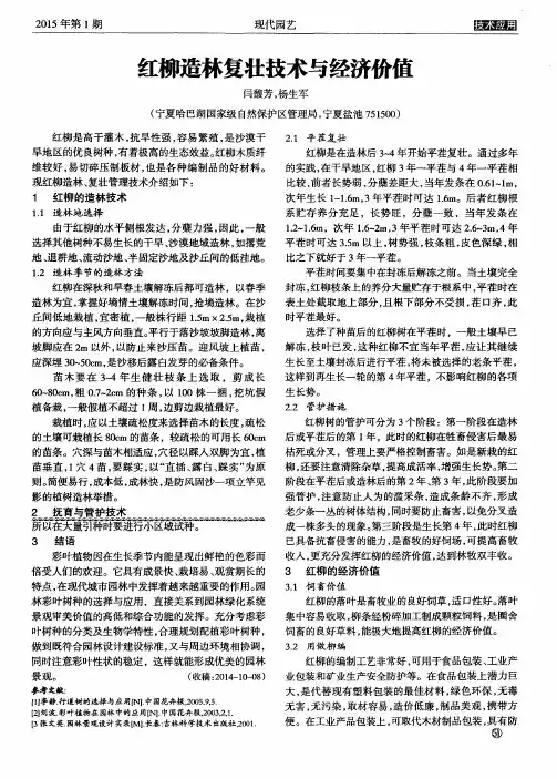 红柳造林复壮技术与经济价值