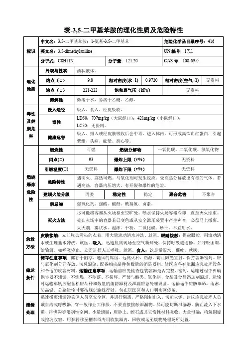 3,5-二甲基苯胺-理化性质及危险特性表