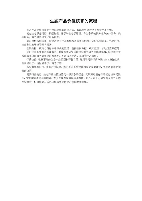 生态产品价值核算的流程