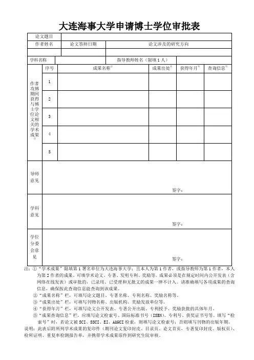 大连海事大学 8博士申请学位审批表