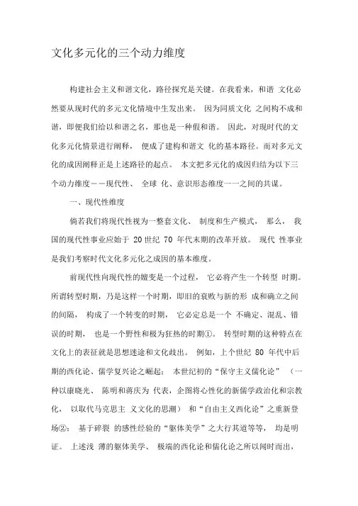 文化多元化的三个动力维度