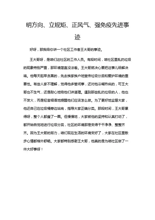 明方向、立规矩、正风气、强免疫先进事迹