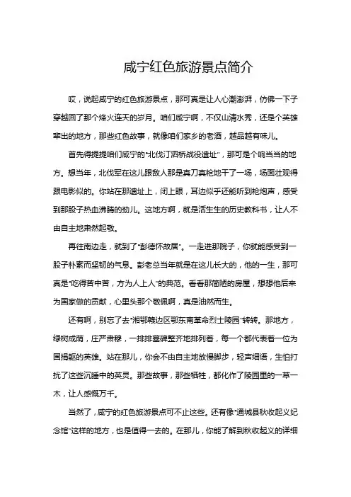 咸宁红色旅游景点简介
