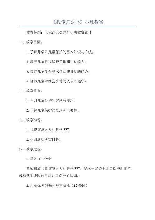 《我该怎么办》小班教案