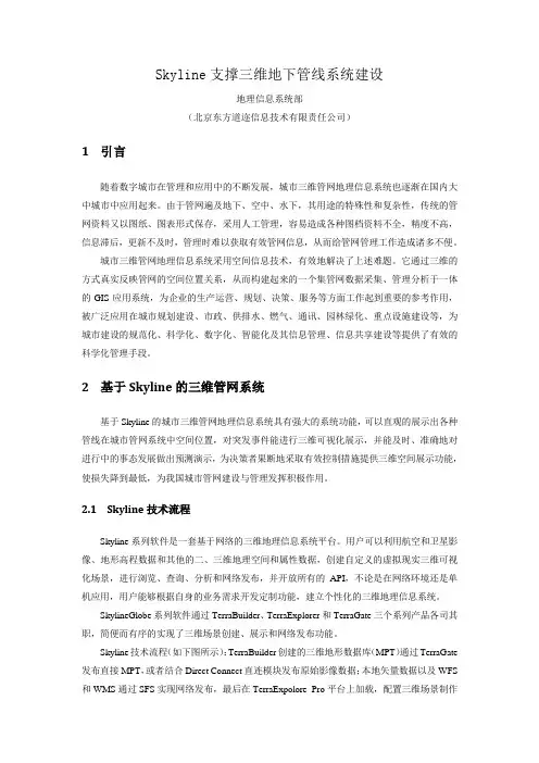 Skyline支撑三维地下管线系统建设