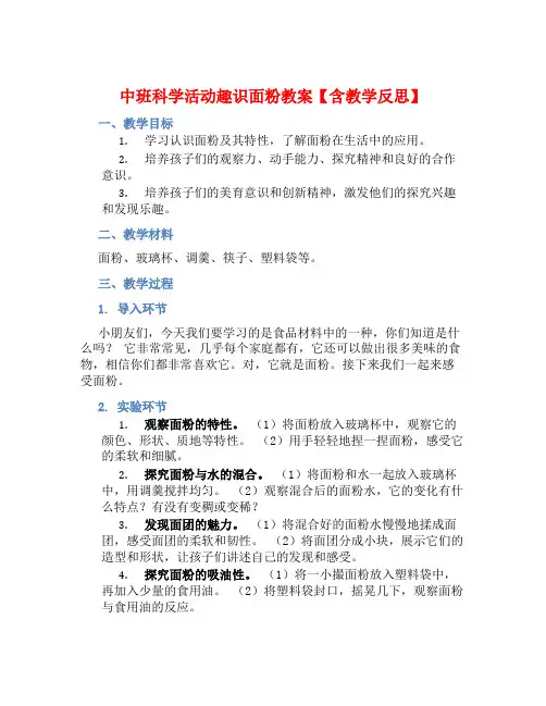中班科学活动趣识面粉教案【含教学反思】