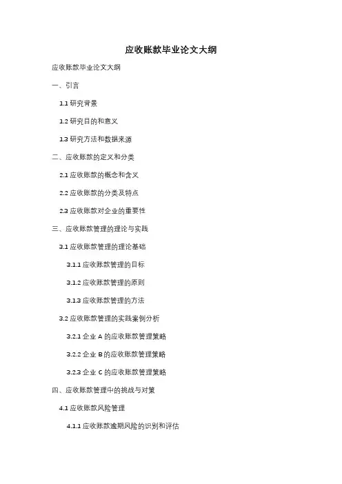 应收账款毕业论文大纲