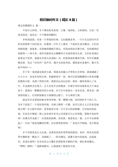 相识瞬间作文(精彩6篇)