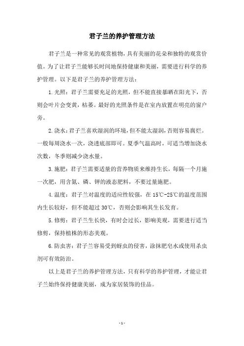 君子兰的养护管理方法