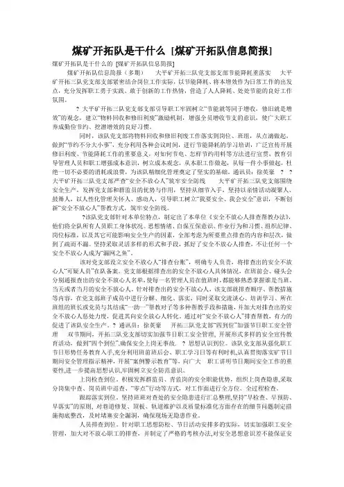 煤矿开拓队是干什么 [煤矿开拓队信息简报]