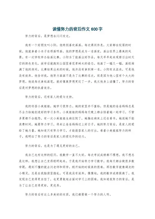 读懂努力的背后作文600字