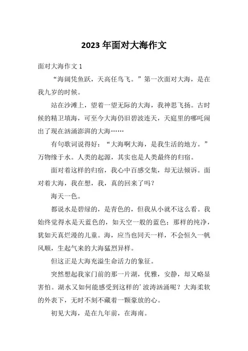 2023年面对大海作文